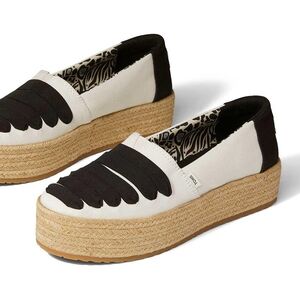 Toms Black and White Espadrille Flats